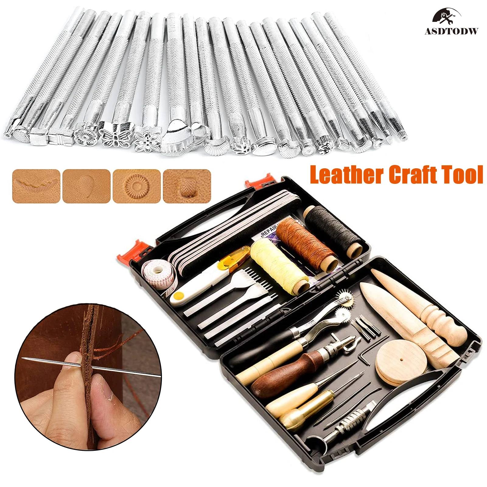 

Набор инструментов для работы с кожей, набор инструментов для работ по резьбе на седле, зубчатый пробойник для кромки, восковые канаты, иглы