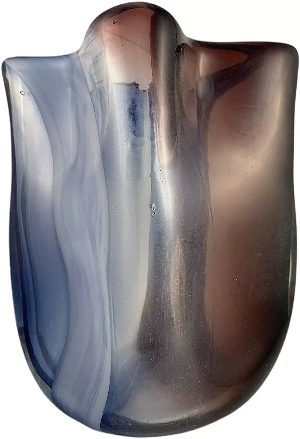 

Vase, decorative painted glass vase-Celeste and Bordeaux-21x14 cm, office decoration, blue jarron, home decor