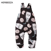 baby clothes for newborn boy jumpsuit cartoon cute western style baby bottle biscuit print strap baby romper summer overalls