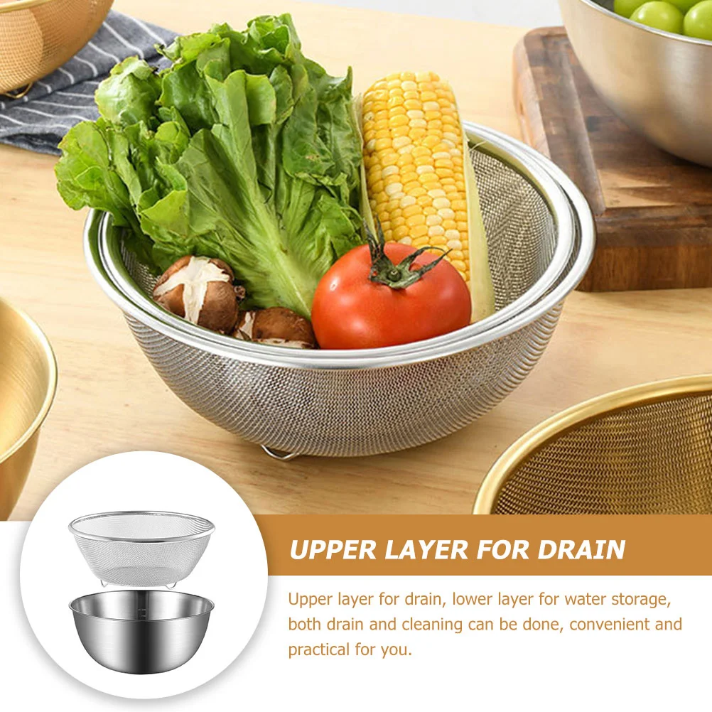 

Vegetable Steamer Stainless Steel Drain Basket Metal Strainer Fine Mesh Fruit Kitchen Counter Strainers Colander Countertop For