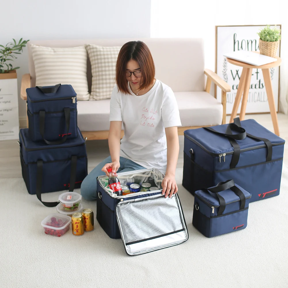 

Portable Thermal Insulated Cooler Box Large Outdoor Camping Lunch Bento Bags Trips BBQ Meal Drink Zip Pack Picnic Supplies
