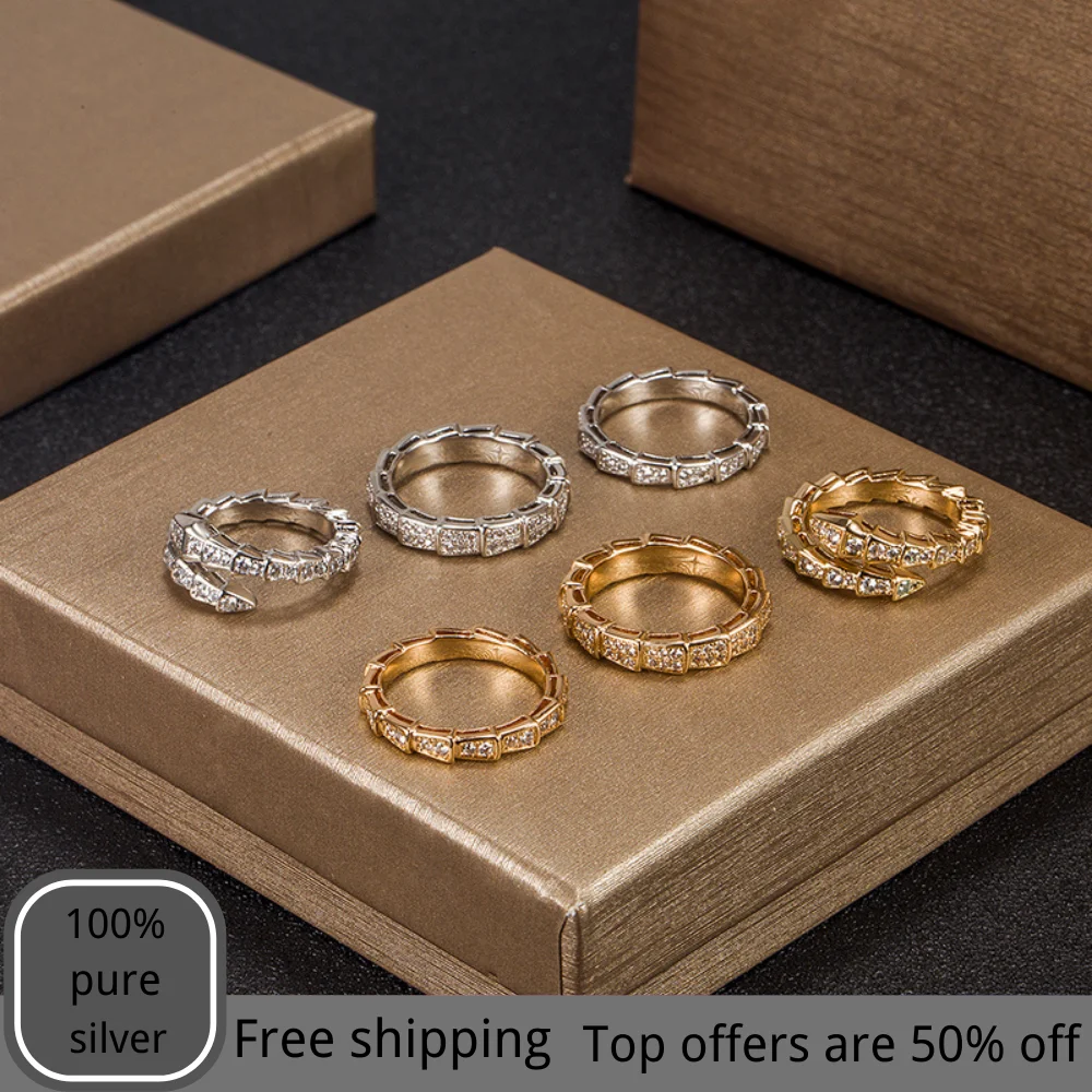 

The new BV 925 sterling silver fashion luxury snakebone ring high-end accessories party brand logo accessories