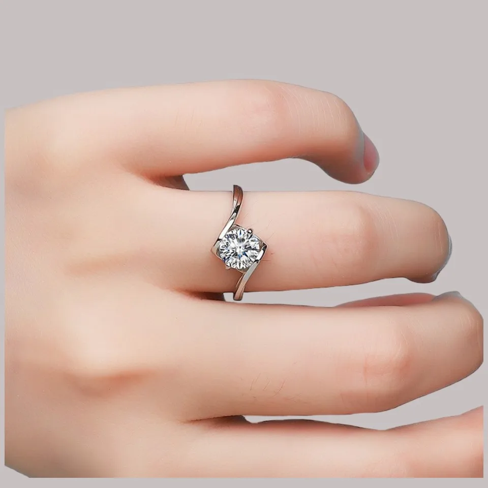 

2023 Blue Pink Gem Top Imported D-color Mosan Diamond 1ct Sterling Silver 925 Women's Ring, GRA Certified Quality Package