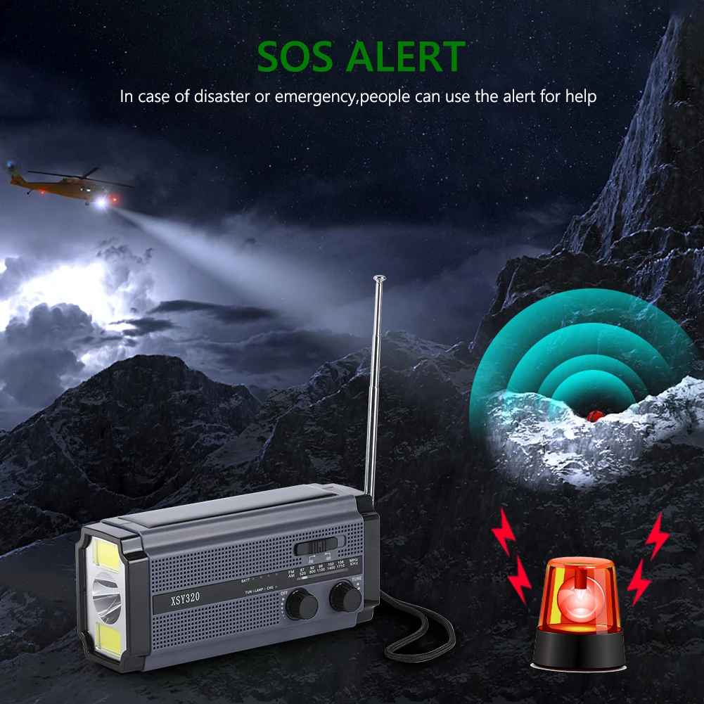 Ручной фонарик на солнечной батарее аварийный радиоприемник лампа для чтения AM/FM