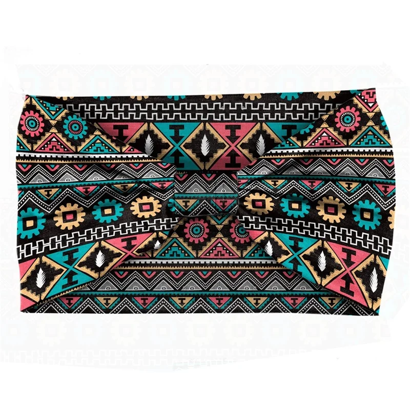 Повязка для волос женская Спортивная эластичная широкая лента с принтом в