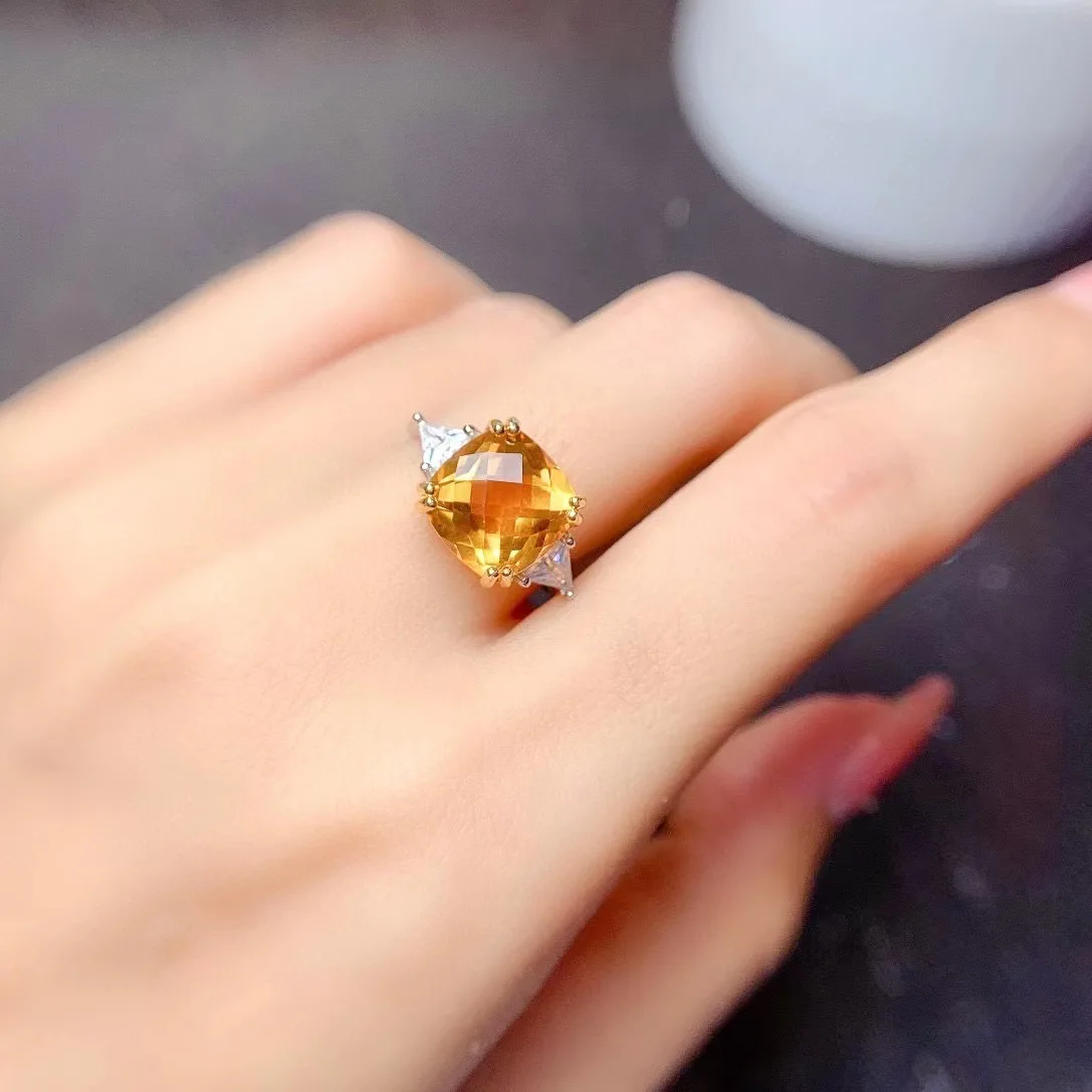 Бриллиантовое цитриновое кольцо 4ct для вечеринки 10 мм * VVS класс натурального