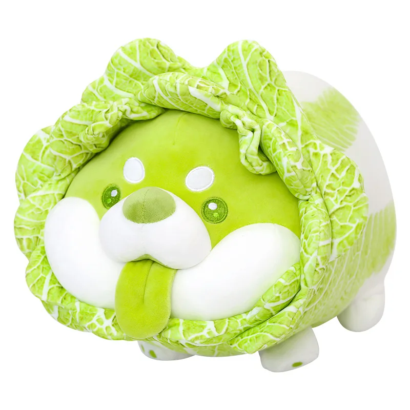 

Cabbage Dog Plush Pillow，Cute Plush Toy Snuggle Buddy Vegetable Dog Plushie Kawaii Soft Hugging Pillow for Kids Boys Girls