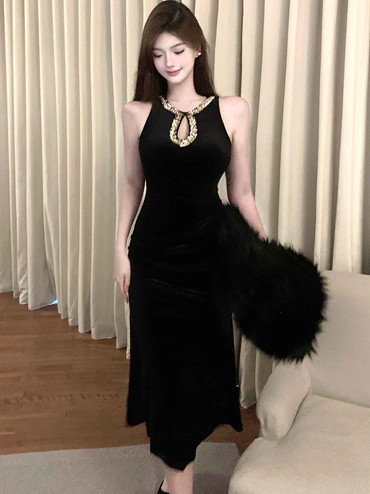 Женское корейское винтажное платье Хепберн для выпускного вечера осень-зима