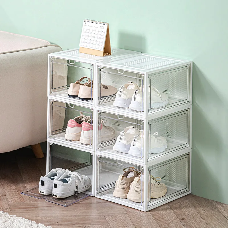 

Plastic Shoes Case Box Transparent Slippers Sneakers Storage Shoes Box Home Closet Organizer Case Dustproof Shelf Stack Shoesbo