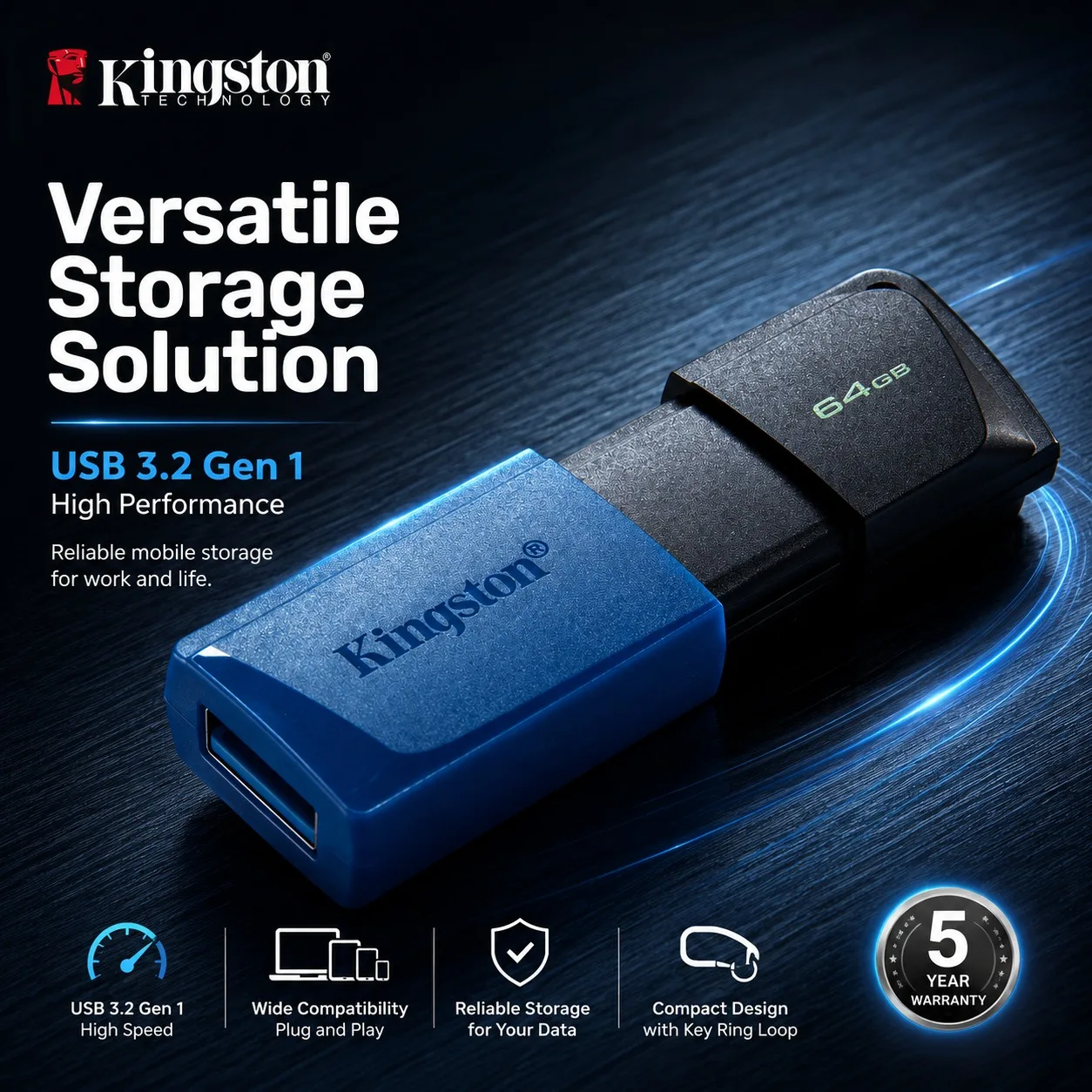 Фото USB-накопитель Kingston DTXM 3.2: флешка, флеш-диск, портативное хранилище, компьютерные аксессуары №1