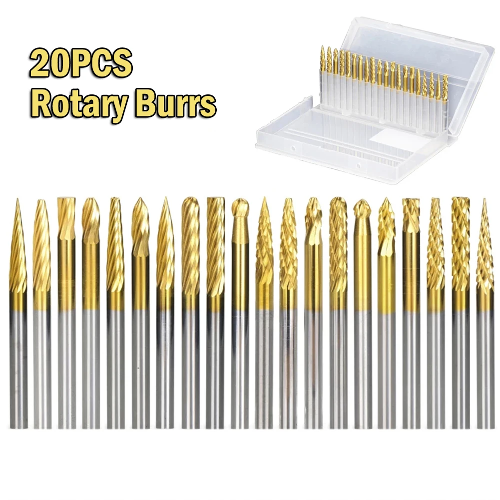 

20Pcs Rotary Burrs File Tungsten 3x3mm Grinding Head Ball Carbide Polishing Cutting Carving Metal Steel Stone Woodworking Tool