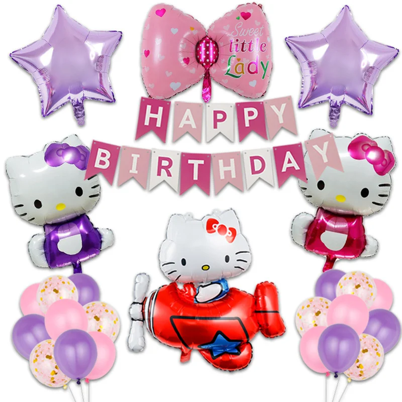 Воздушный шар Hello Kitty макет вечеринки по случаю дня рождения украшение сцены
