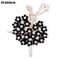 temperament simple korean crystal dancing girl brooch retro suit decorative pin girl fashion jewelry cute brooches
