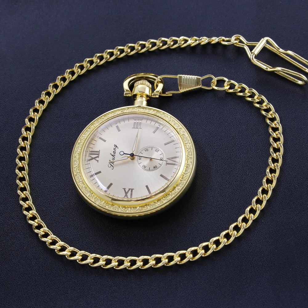 Shuhang Gold Roman Digital Mechanical Pocket Watch High Quality Unisex Necklace Pendant Jewelry Gift for Men and Women Religio
