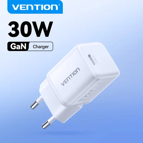 Зарядное устройство Vention 30W GaN для iPhone 17 16 15 14 Pro Max, Samsung, быстрая зарядка PD QC3.0, USB-C, для телефонов и планшетов, Type-C