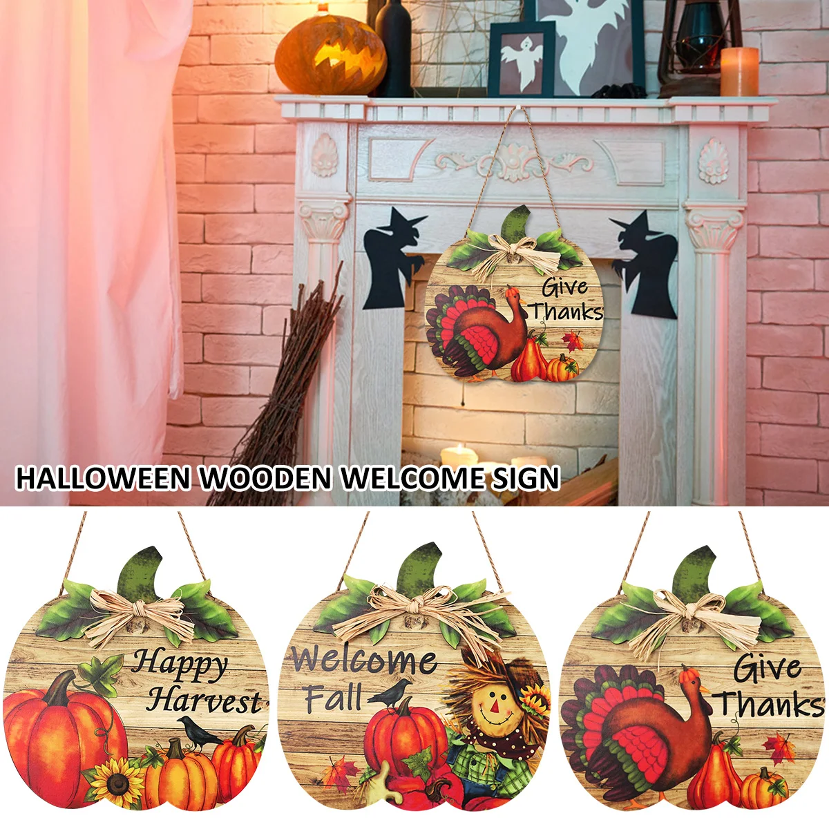 

Добро пожаловать, Осенний знак, деревянный знак в виде тыквы, Осенний подвесной знак, долговечное украшение для двери в виде тыквы, премиаль...