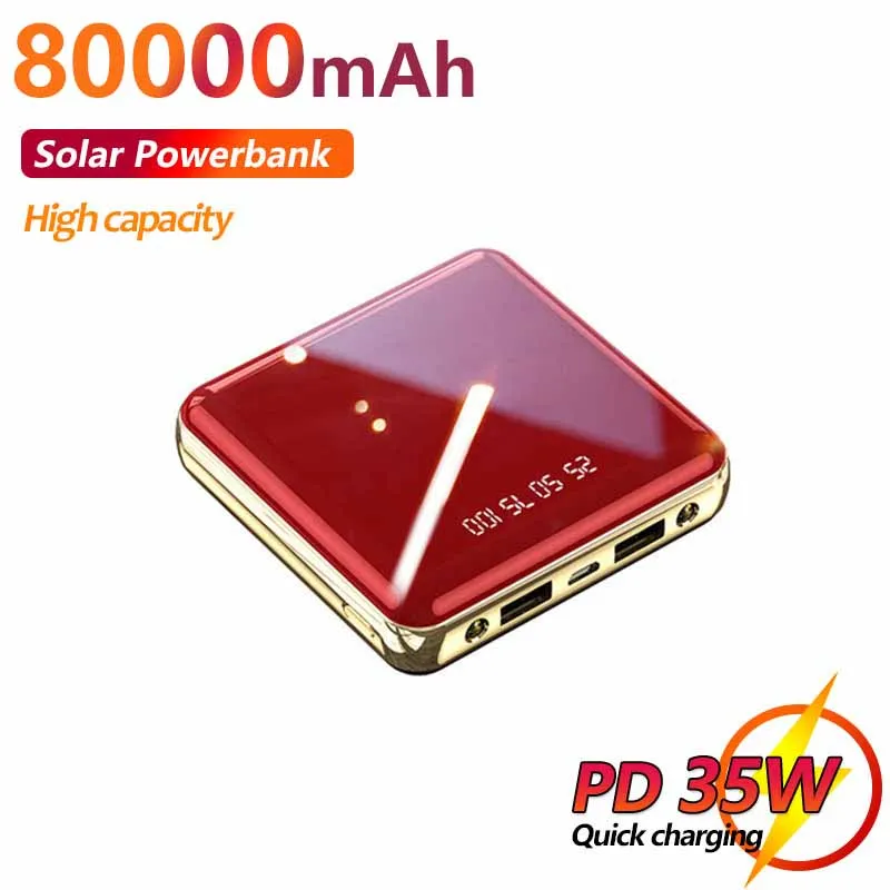 

80000mAh Power Bank One Way Fast Charge Mini External Battery Powerbank With Double USB 2 Flashlight Portable Power Bank