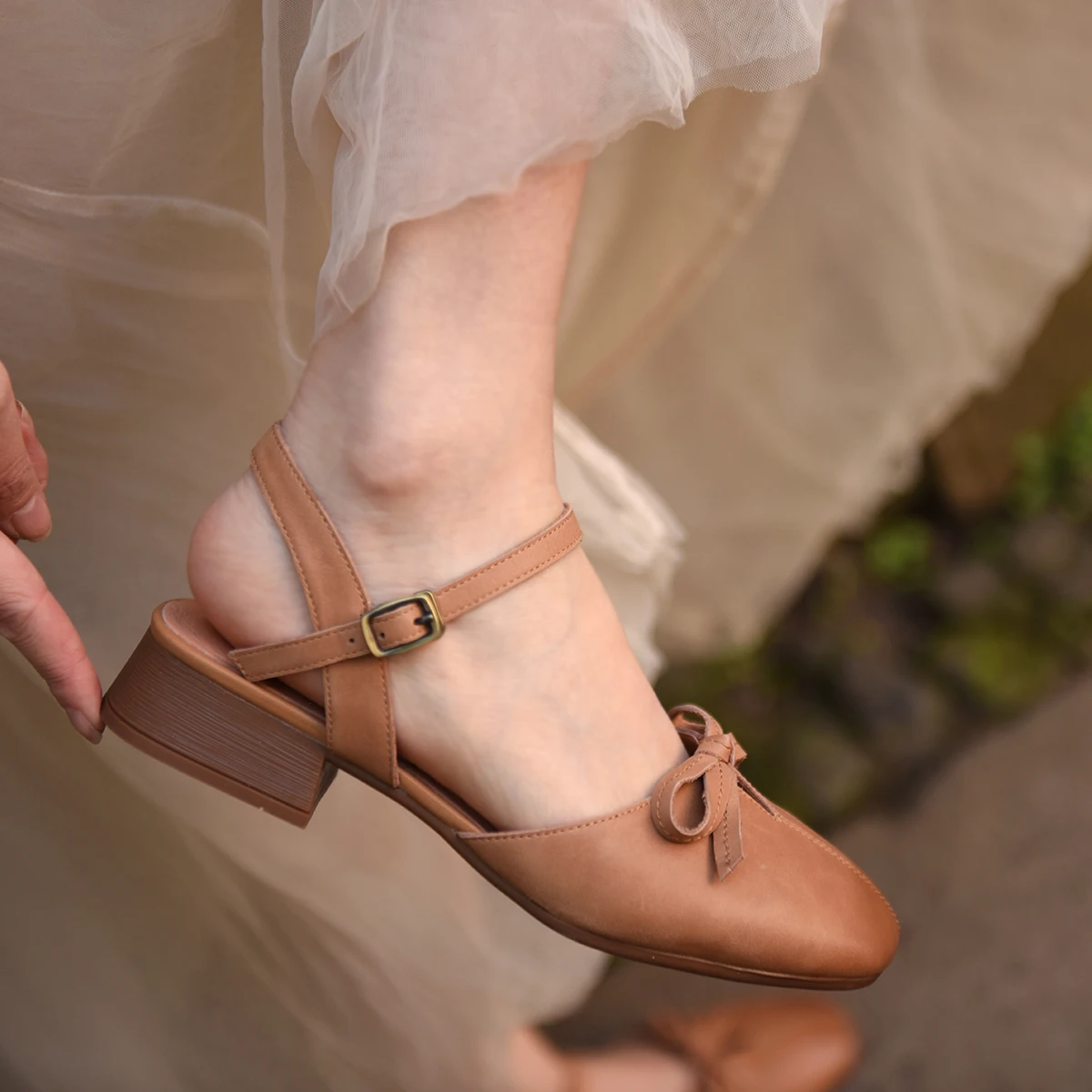 

Сандалии Artmu женские с закрытым носком, туфли на толстом каблуке с бантом, роскошные элегантные босоножки Мэри Джейн из натуральной кожи, на низком каблуке, оригинал