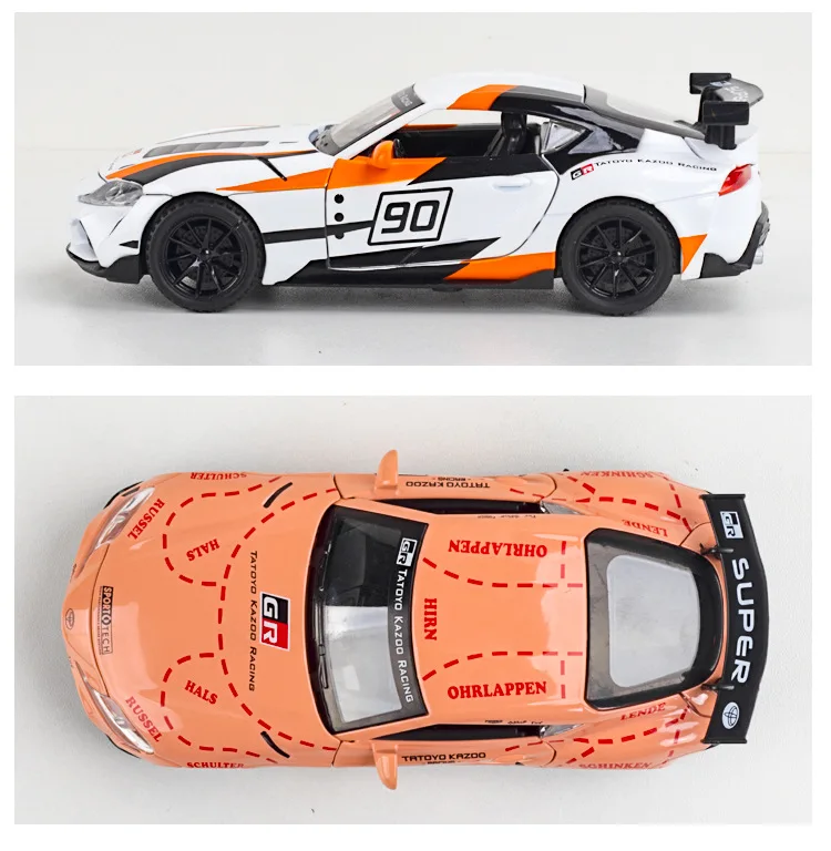 Литая модель автомобиля из сплава 1:32 миниатюрная JDM TOYOTA SUPRA GT4 гоночный
