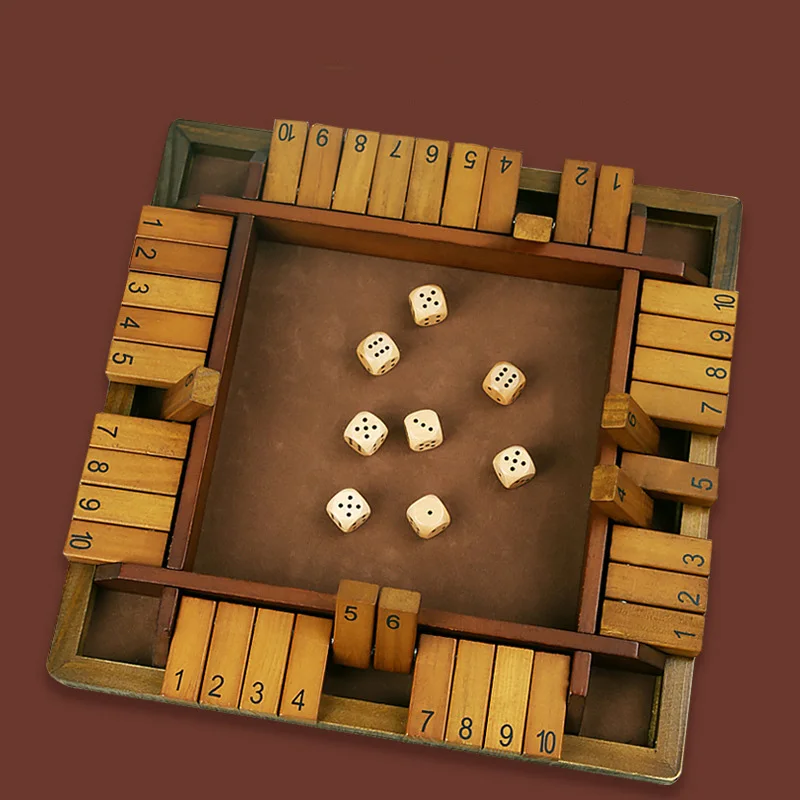 

Deluxe Four Sided 10 Numbers Shut The Box Board Game Set Dice Party Club Drinking Games For Adults Families