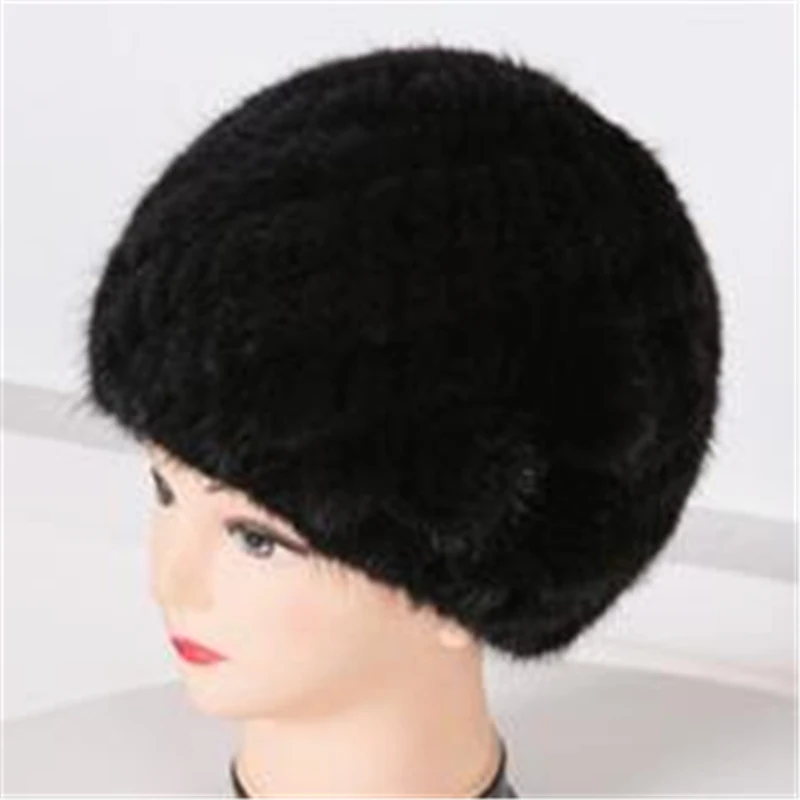 

Female Winter Hot Sale Casual Fox Skullies Banies Fur Thickening Cap Woman Thermal Mink Warm Knitted Fur Hat Qc