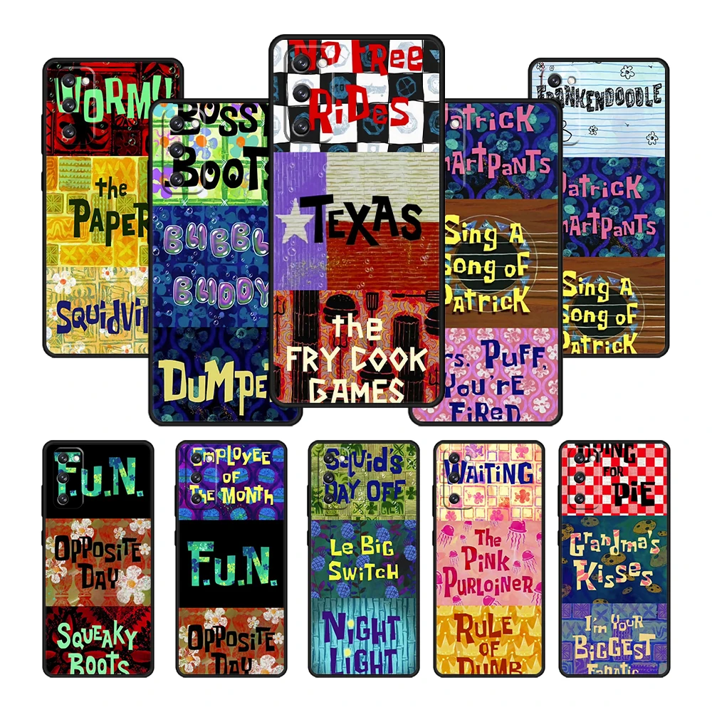 

SpongeBob SpongeBobs Words Cover Case for Samsung Galaxy S20FE S20 FE S22 S21 S10 S9 S8 S7 Plus Lite 5G Ultra Print Armor