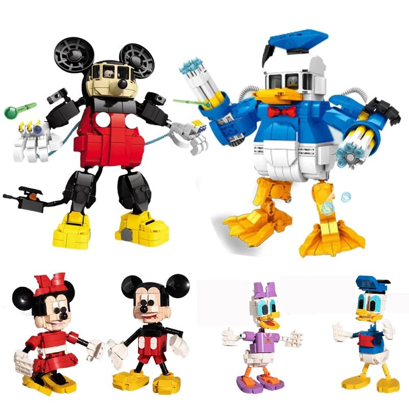 

In Stock Disney Mickey Mouse Building Block Toy Donald Duck Mecha Robot Assembled Mickey Minnie Assembled Building Girl Gift