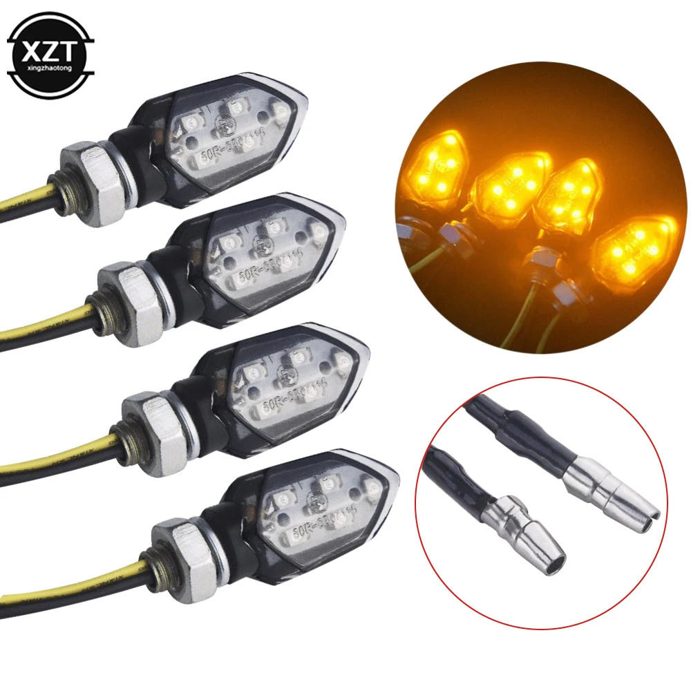 

4PCS Mini Motorcycle Smoke Lens Turn Signal Light 5LED12V Amber Blinker Indicator Lamp Two Wire Suitable for Kawasaki Motorcycle