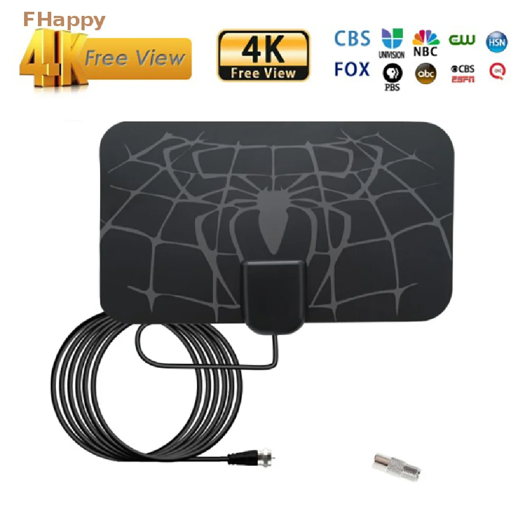 

Indoor Digital Hdtv Antenna With Detachable Signal Amplifier Converter Free Full Hd Channels Antenna Spider-Texture Pattern