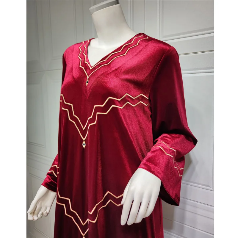 New Winter Muslim Women Velvet Dress Moroccan Kaftan Dubai Long Robe Jubah Turkey Arabic Evening Hijab Vestidos Islamic Clothing