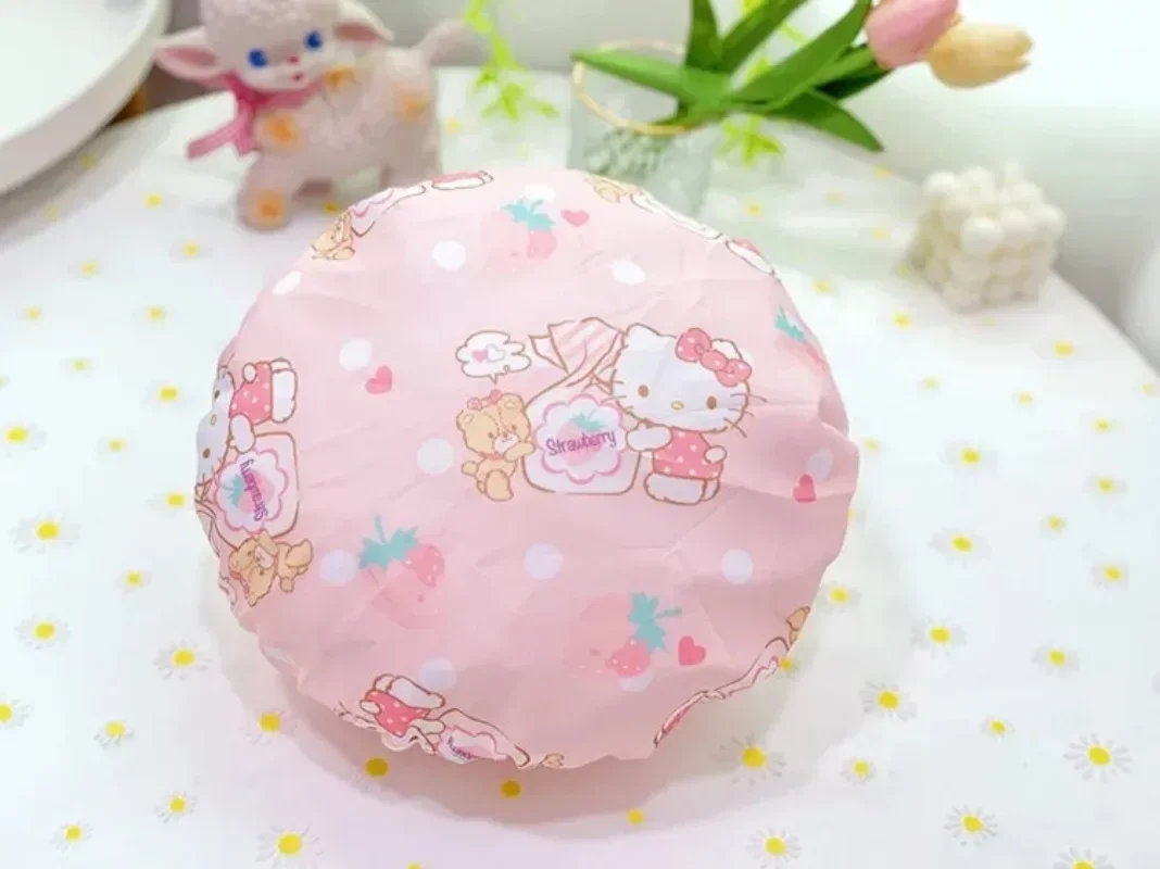 Sanrio Kawaii Adult Shower Cap My Melody Kuromi Wash And Care Cinnamoroll Hello Kitty Waterproof