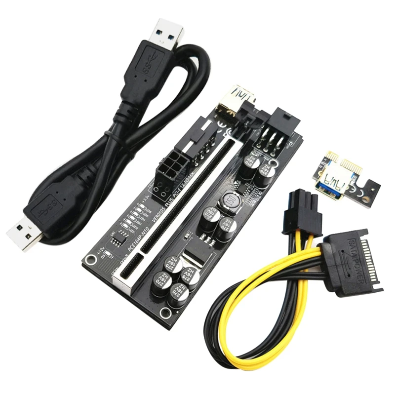 

VER010S PLUS PCIE Adapter Card Pcie 1X To 16X USB 3.0 Data Cable Marquee Graphics Extension Cable For BTC Mining