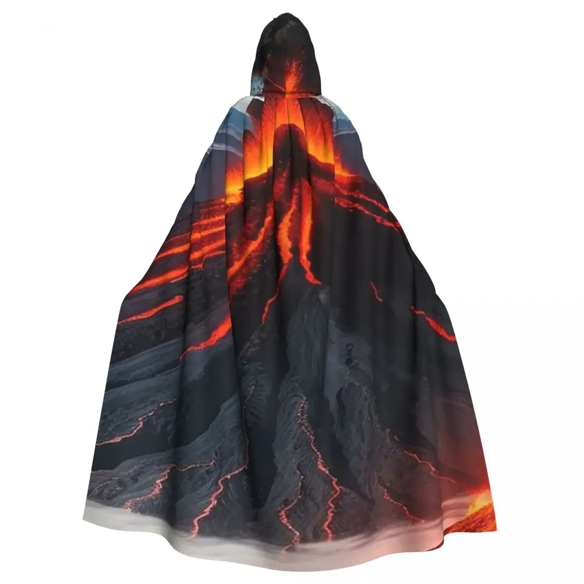Lava Crater Long Hooded Witch Medieval Costume Cosplay Cape HalloweenVampire Adult Unisex