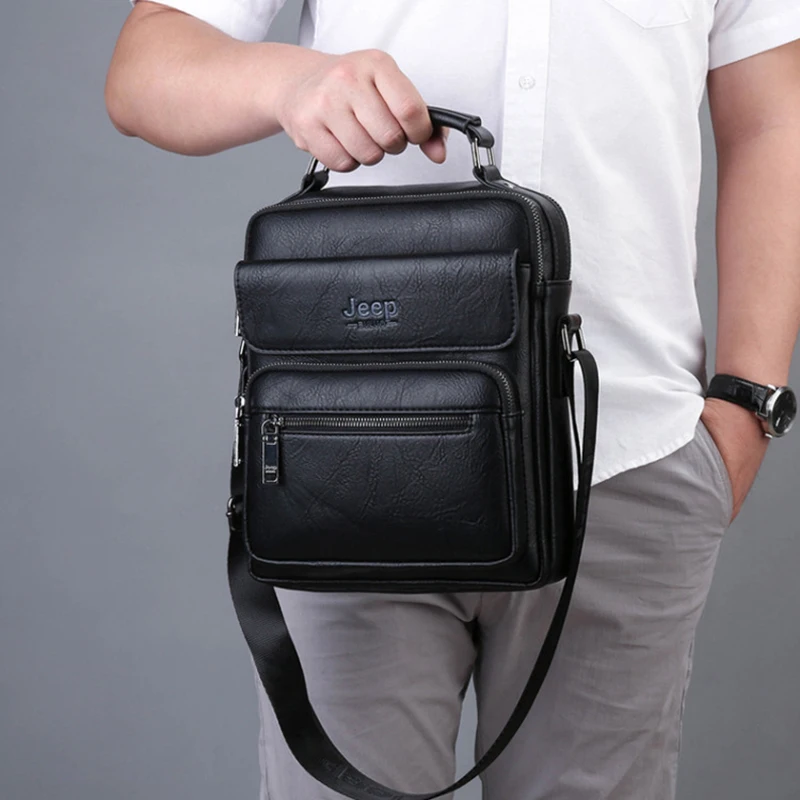 Men'S Shoulder Strap Handbags Bag Briefcase Purse Leather Bolsas Square Messenger Cross Business Crossbody Side Bag For Men