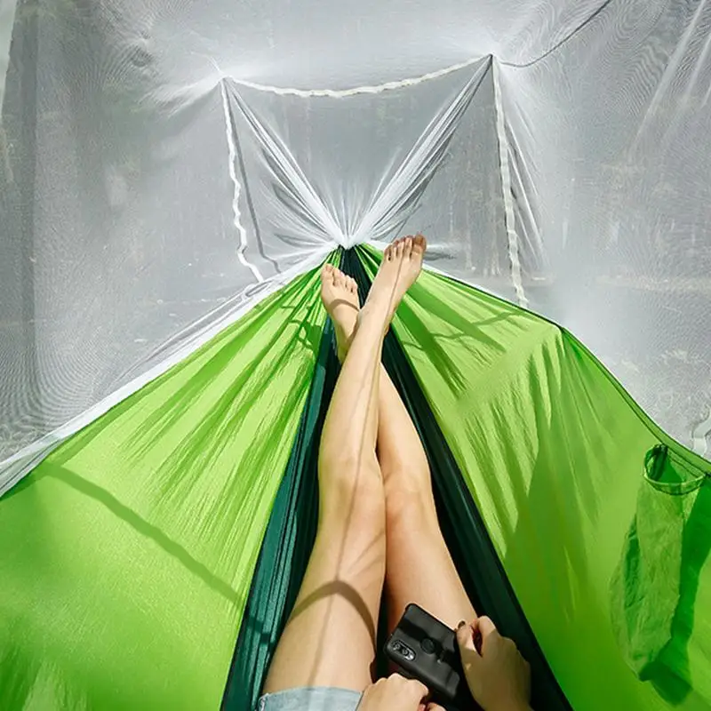 Туристический гамак с москитной сеткой легкая ткань из парашютной ткани высокой