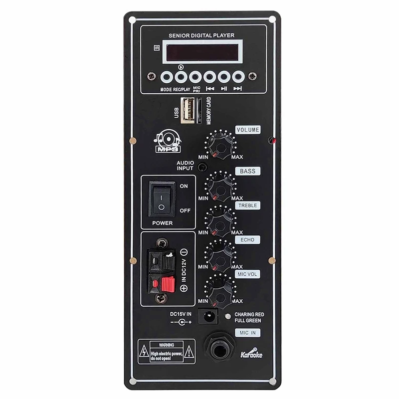 12V Amplifier Board Parts Square Dance Speaker Amplifier Support Bluetooth AUX TF-Card U-Disk Recording 6-12Inch Speaker