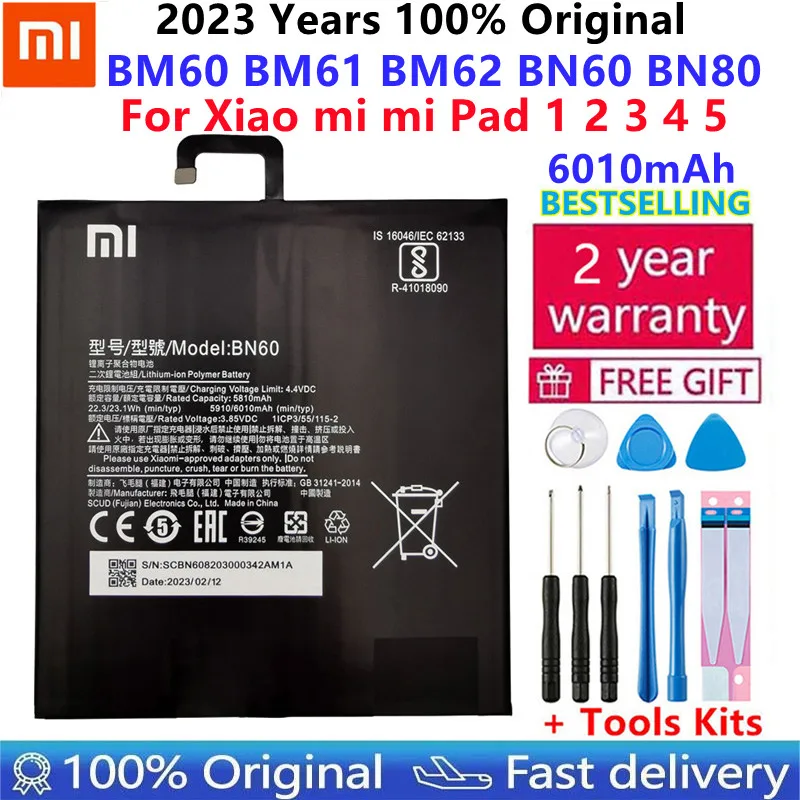 

Xiao mi 100% Orginal Tablet Replacement Battery For Xiaomi Pad 1 2 3 4 4 Plus Mipad 1 2 3 4 4Plus High Capacity Batteries+Tools