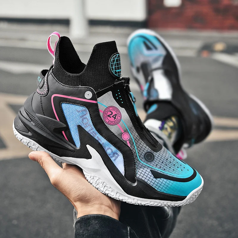 Professional Anti-shock Zip Unisex Basketball Shoes Non-Slip Men's Basketball Sneakers Breathable Comfortable Women's Gym Shoes