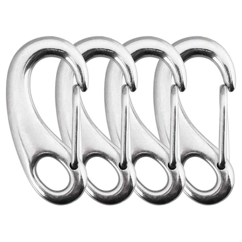 

4 шт. карабин из нержавеющей стали 304, карабин, 2-дюймовый надежный карабин морского класса для брелоков, штор, походов и т. д.