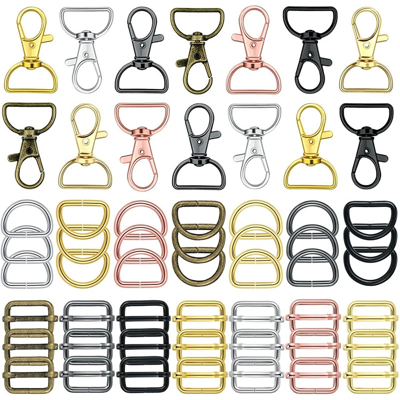 1Set Metal Bag Buckle D Ring Swivel Lobster Clasp Pin Roller Slider Snap Hook for Keychain Pet Collar bags Hardware Accessories