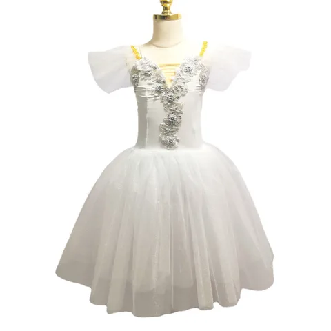 Белое длинное платье для женщин, балетное платье-пачка, юбка, лебедь, озеро, слинг, профессиональный костюм для девушек, Chica bailарина