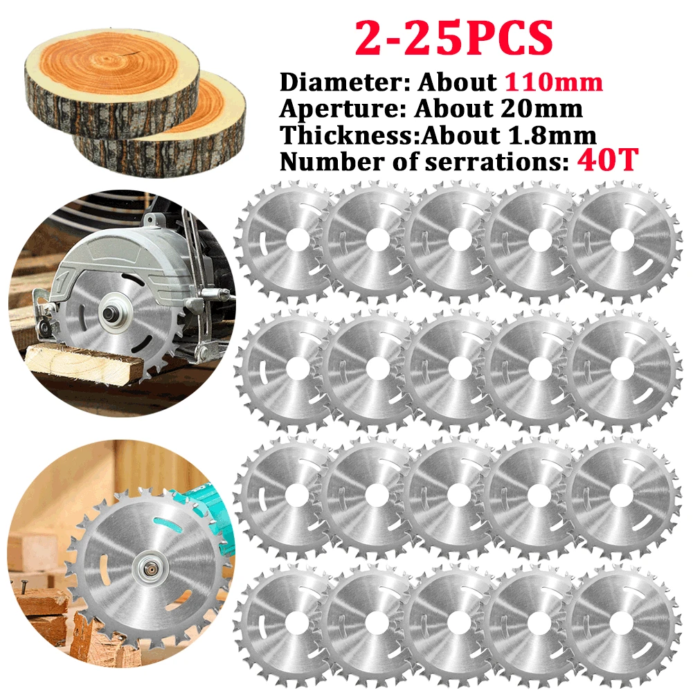 

2-25pcs 40T Woodworking Double Side Saw Blade 4inch Carbide Circular Cutting Disc For Wood/PVC/Alloy Metal Cutting Blades 110mm