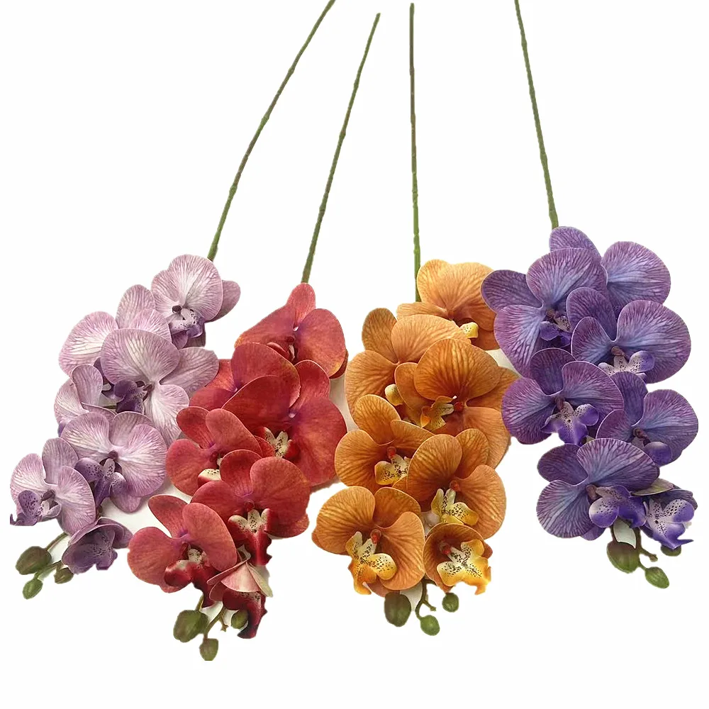 Искусственная бабочка орхидея цветочная ветка 7 головок латексный фаленопсис Real