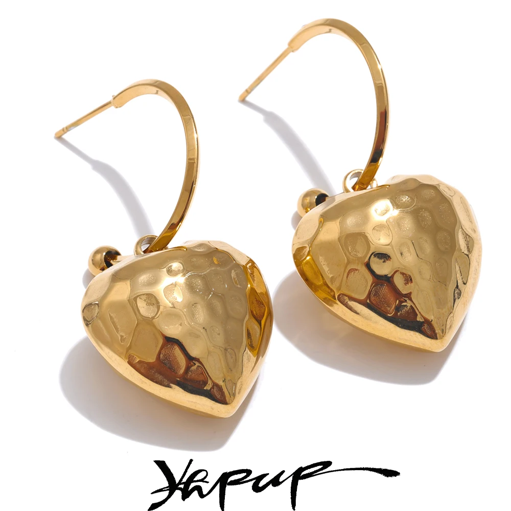 Женские серьги-подвески из нержавеющей стали с сердечками