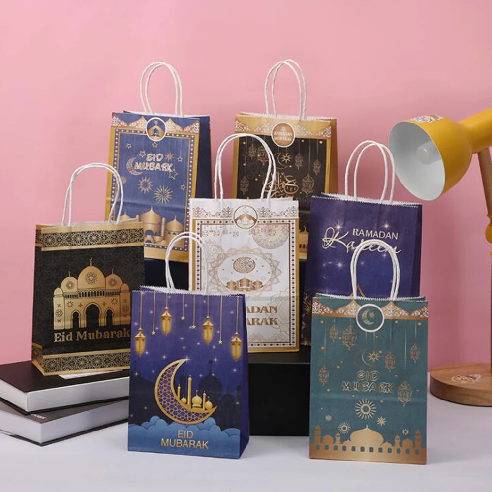

10 шт. Eid Mubarak Подарочная коробка из крафт-бумаги Мусульманский Исламский фестиваль упаковка для вечерние Рамадан Kareem декоративные сладости ...