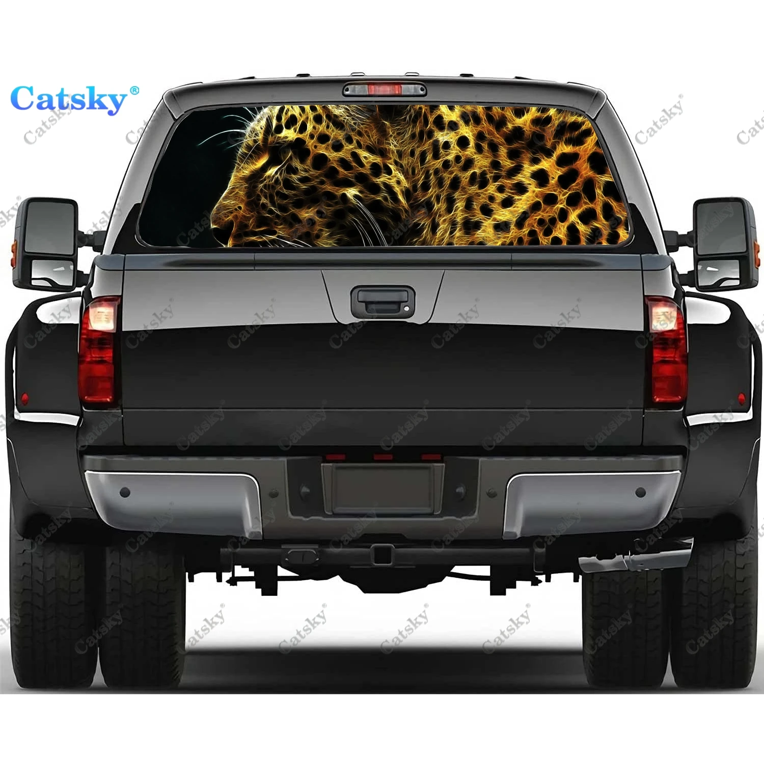 

Леопардовые автомобильные наклейки на заднее окно и графические Наклейки на заднее стекло для грузовиков, автомобильная фотография