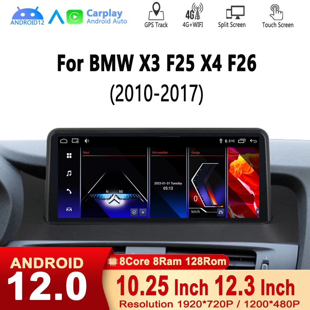 

Android Autoradio Multimedia Head Unit For BMW X3 F25 X4 F26 CIC NBT 2010 - 2017 Carplay 4G WIFI GPS Navi Touch Screen