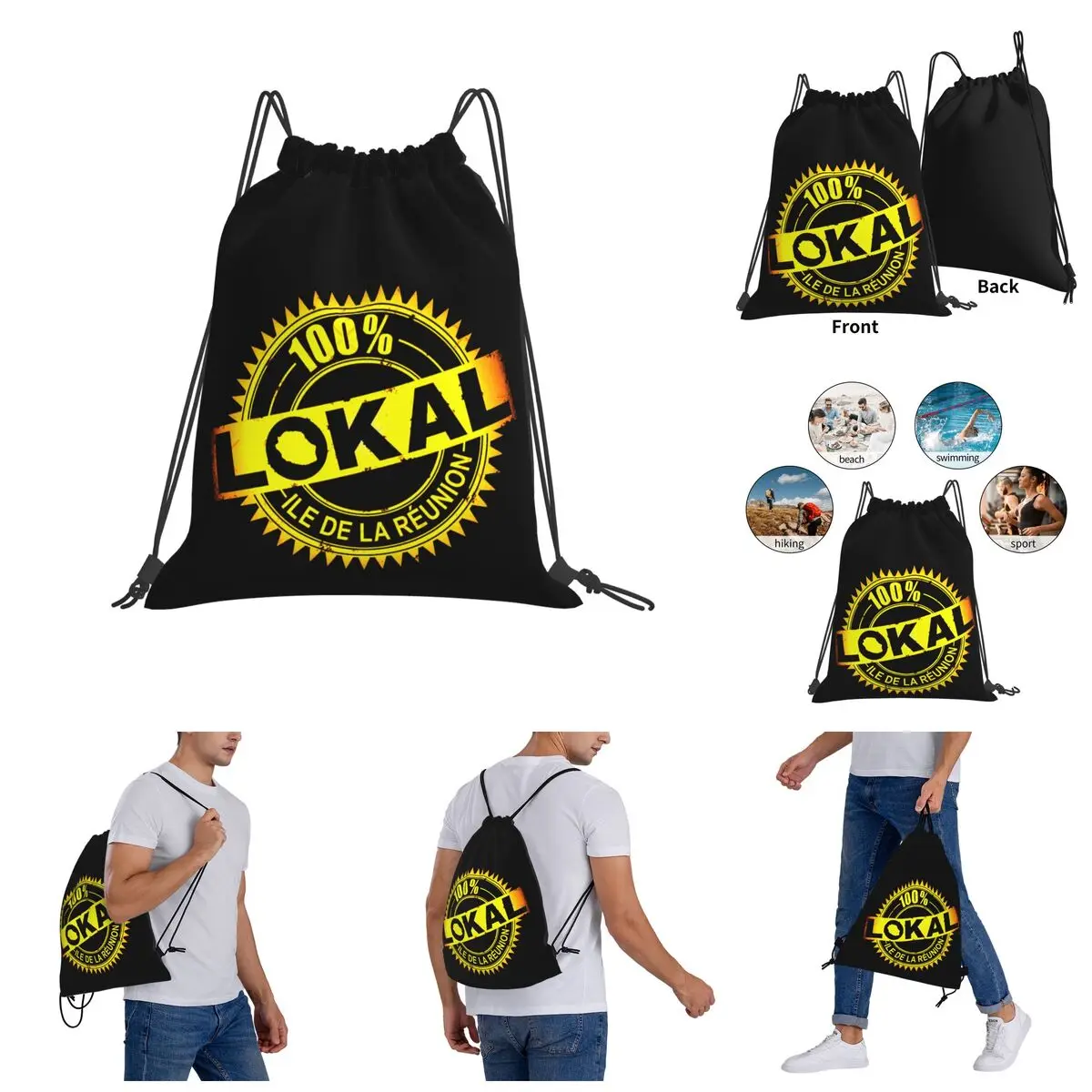 

974 100 Lokal Sun Drawstring Bag Drawstring Bags Gym Bag Casual Graphic Backpack Humor R248 Knapsack