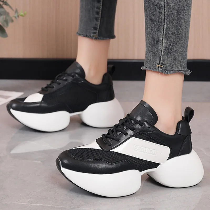 

Chunky Platform Women Sport Shoes Mesh Running Sneakers Flats Sandals 2022 Spring Summer Walking Breathable Casual Women Shoes