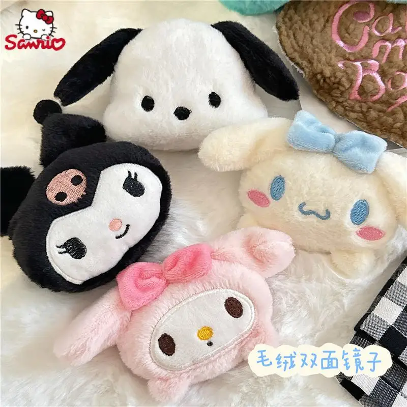 

Мультфильм Hello Kitty Sanrios плюшевые Kuromi Cinnamoroll Kawaii милые девушки макияж зеркало для студентов портативное складное зеркало Kdis подарки